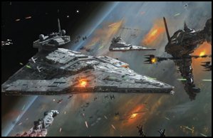 Bataille spatiale dans l'univers de Star Wars