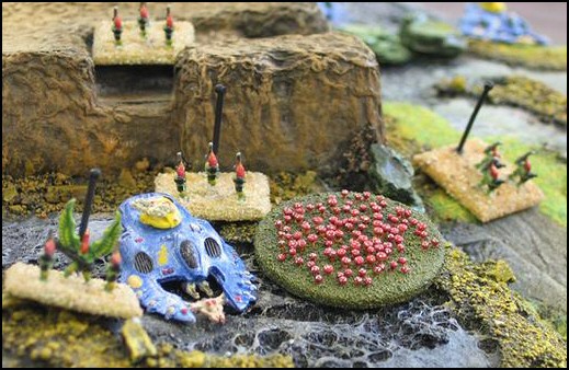 Les troupes Eldars s'emparent d'un objectif Ork - des champignons pour la bire  squigs!